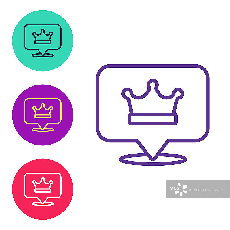 白色背景上的皇冠图标线条图片素材