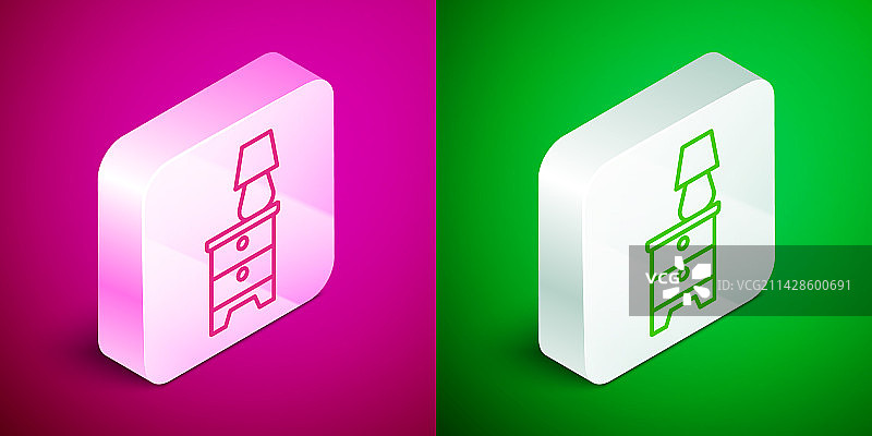2.5D线条床头柜台灯图标图片素材