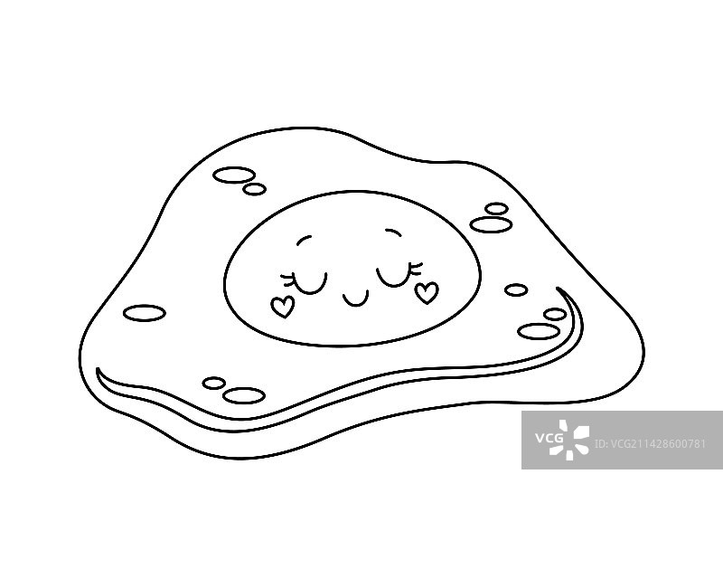 可爱炒鸡蛋线条图片素材