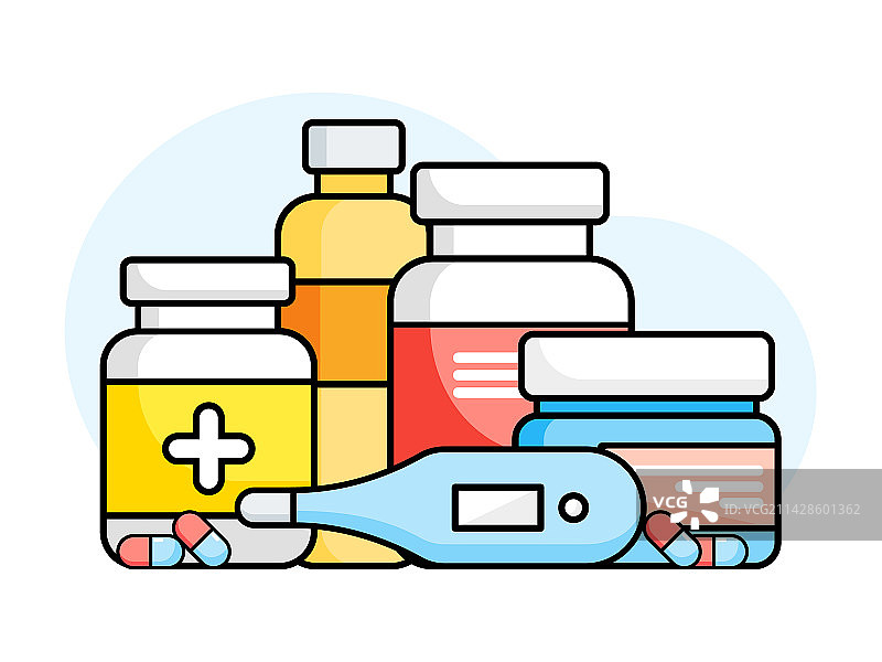 带标签的药瓶和药丸图片素材