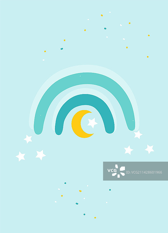 彩虹新月海报图片素材