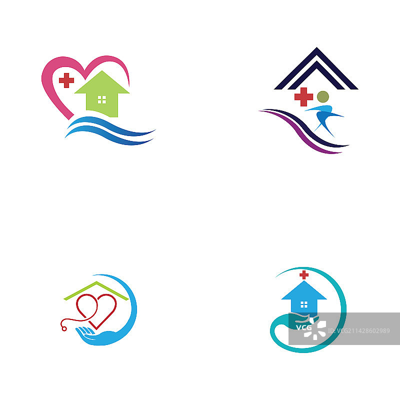 家庭护理logo模板：医疗家庭logo图片素材