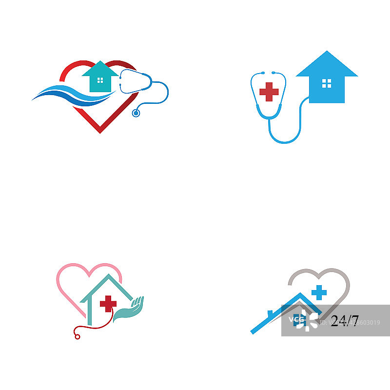 家庭护理logo模板：医疗家庭logo图片素材