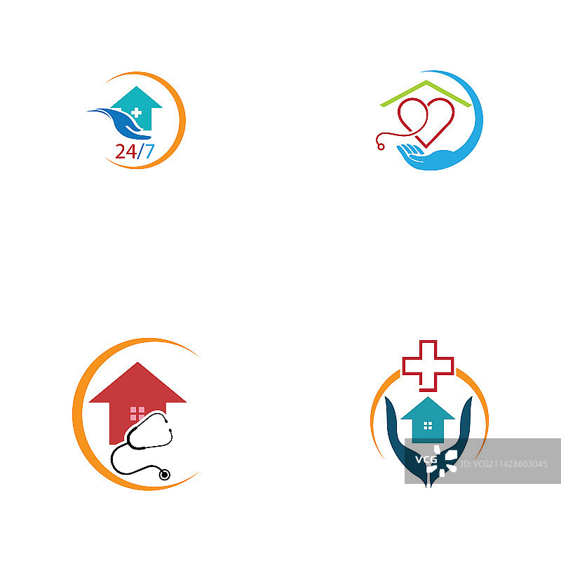 家庭护理logo模板：医疗家庭logo图片素材