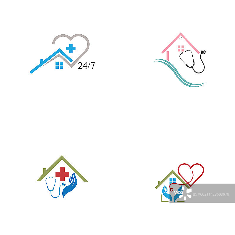 家庭护理logo模板：医疗家庭logo图片素材