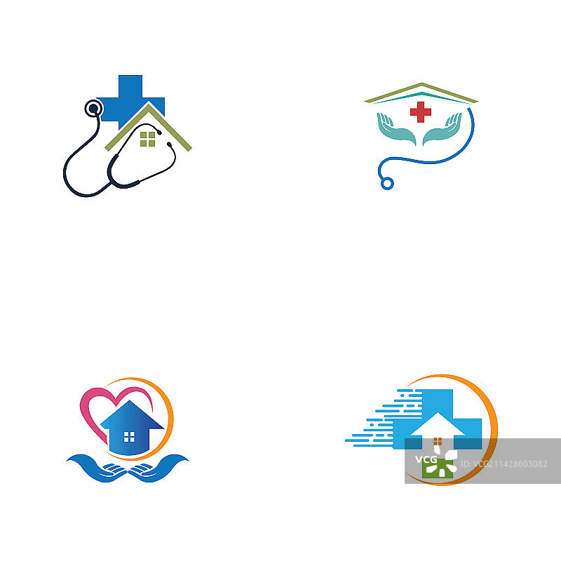 家庭护理logo模板：医疗家庭logo图片素材