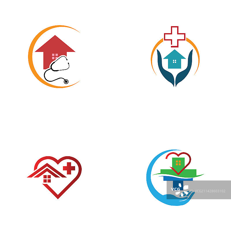 家庭护理logo模板：医疗家庭logo图片素材