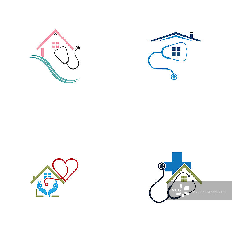 家庭护理logo模板：医疗家庭logo图片素材