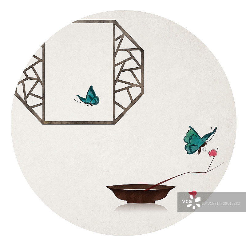 春天蝶恋花插画图片素材