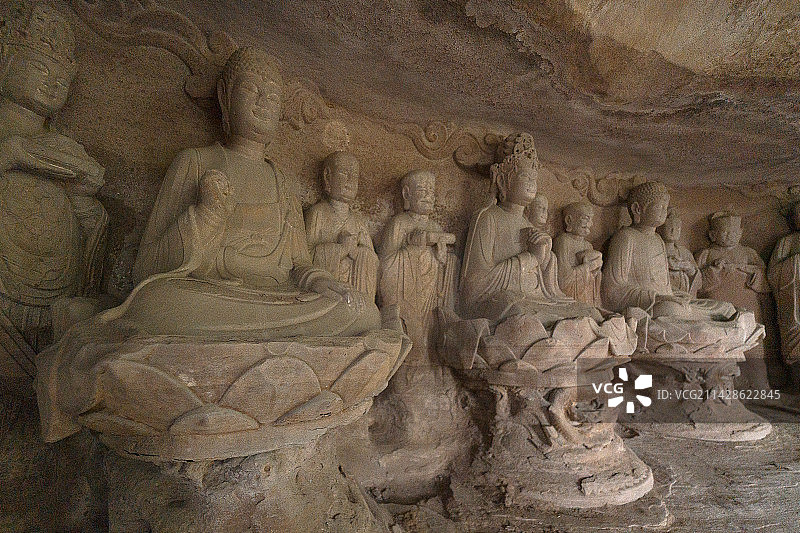 大足石刻石篆山石刻毗卢释迦弥勒龛图片素材