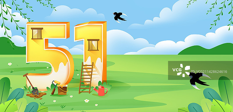 五一劳动节节日插画海报图片素材