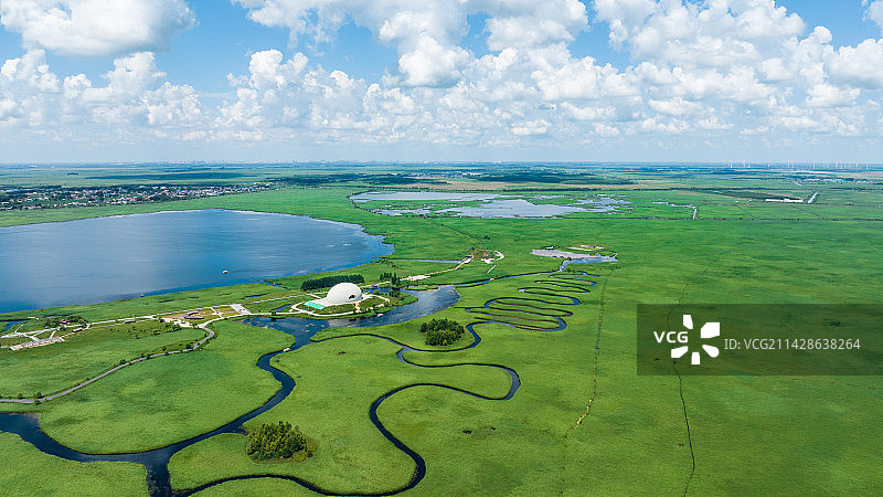 齐齐哈尔扎龙湿地航拍图片素材