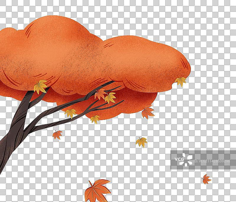 枫树枫叶深秋秋天肌理儿童插画图片素材