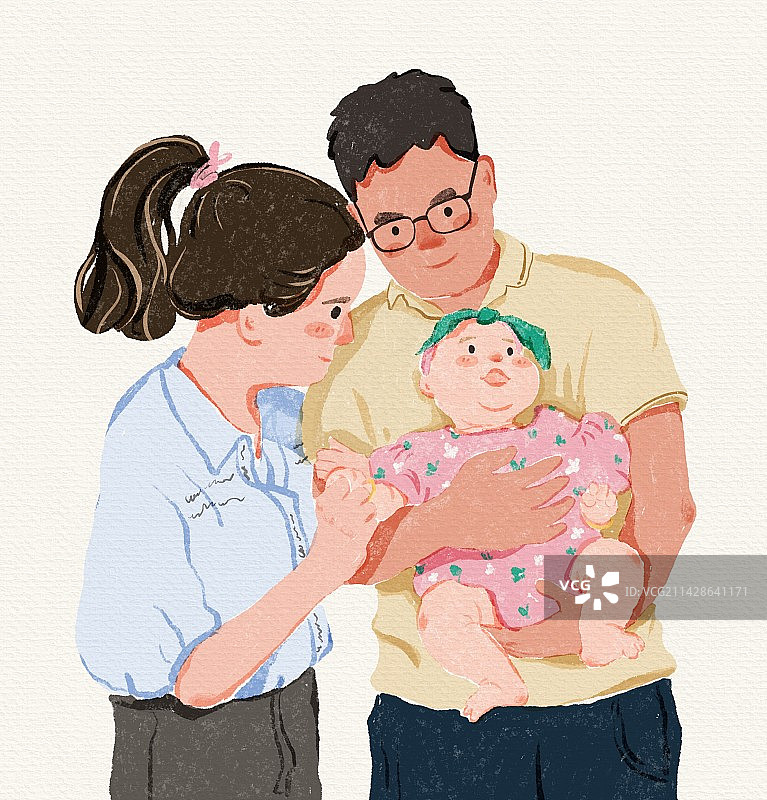 妈妈爸爸宝宝一家三口合照图片素材