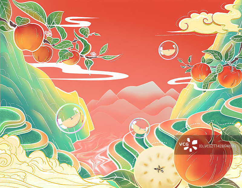 苹果山水图片素材