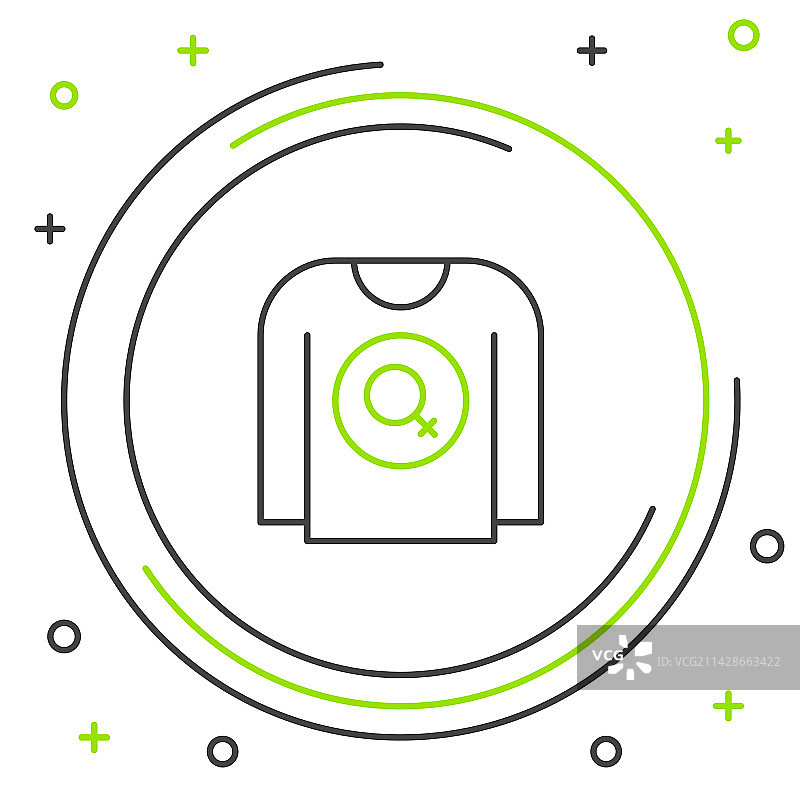 白色背景上的线性女权主义衬衫图标图片素材