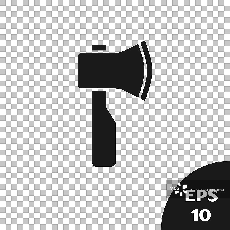 黑色木制斧头图标，在透明背景上隔离图片素材