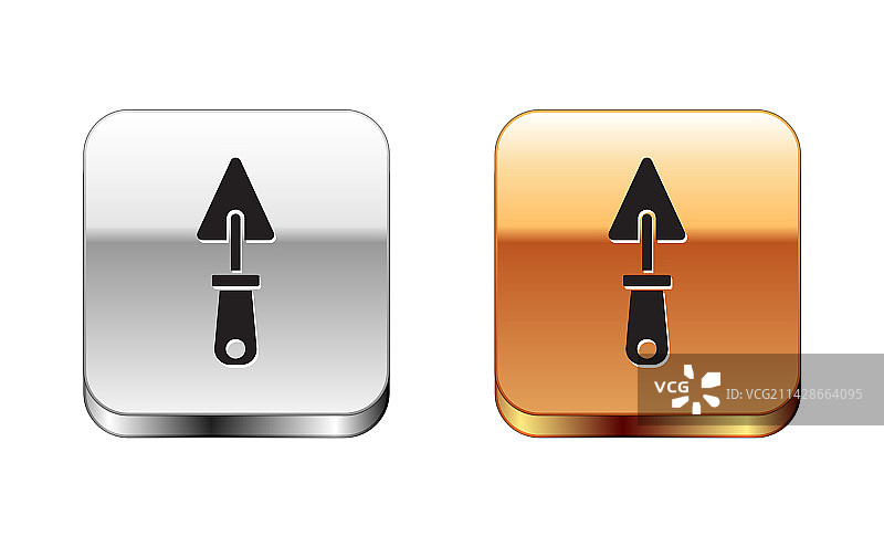 白色背景上的黑色泥刀图标图片素材