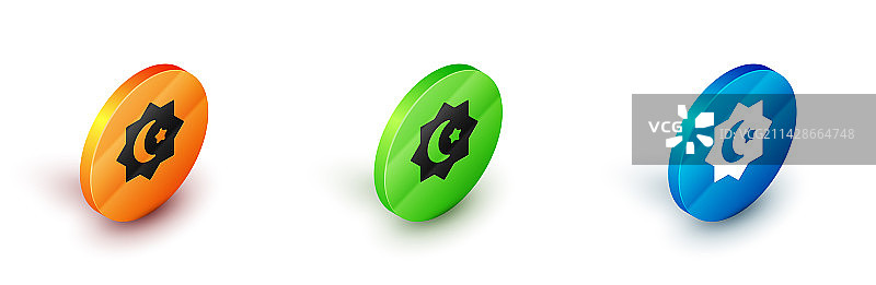 2.5D伊斯兰八角星装饰图标图片素材