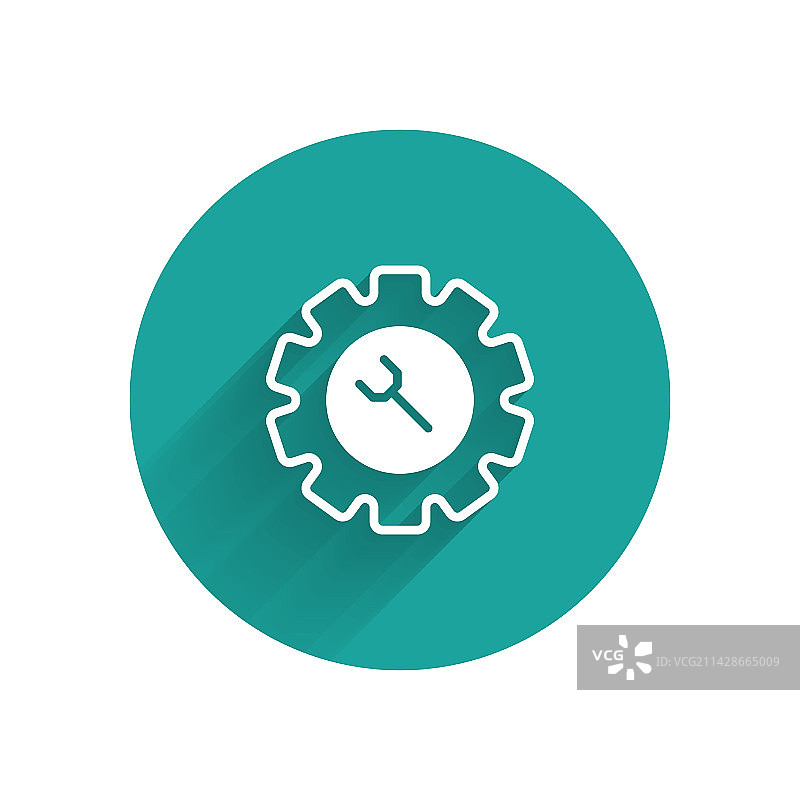 白色扳手和齿轮图标图片素材