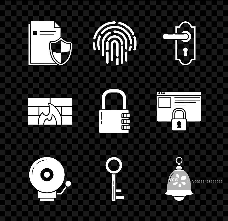 包含指纹门的文档保护概念图片素材