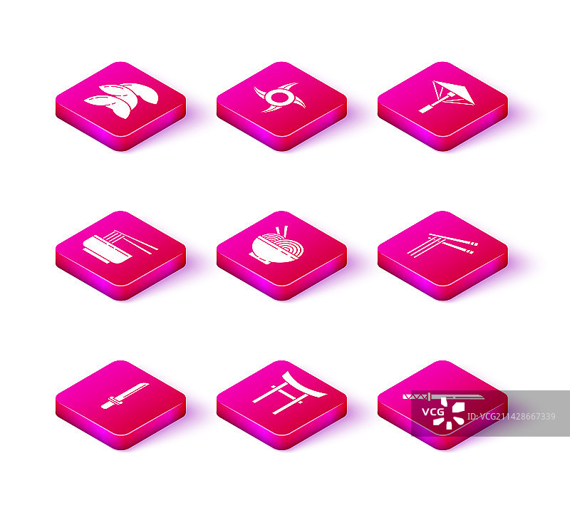 日本武士刀、鸟居与亚洲碗面图片素材