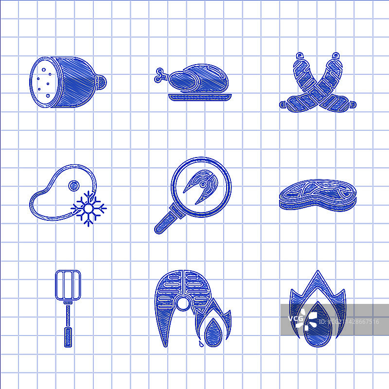 煎锅中的鱼排牛排图片素材