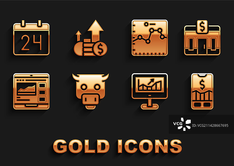 牛市银行大楼移动股票集合图片素材