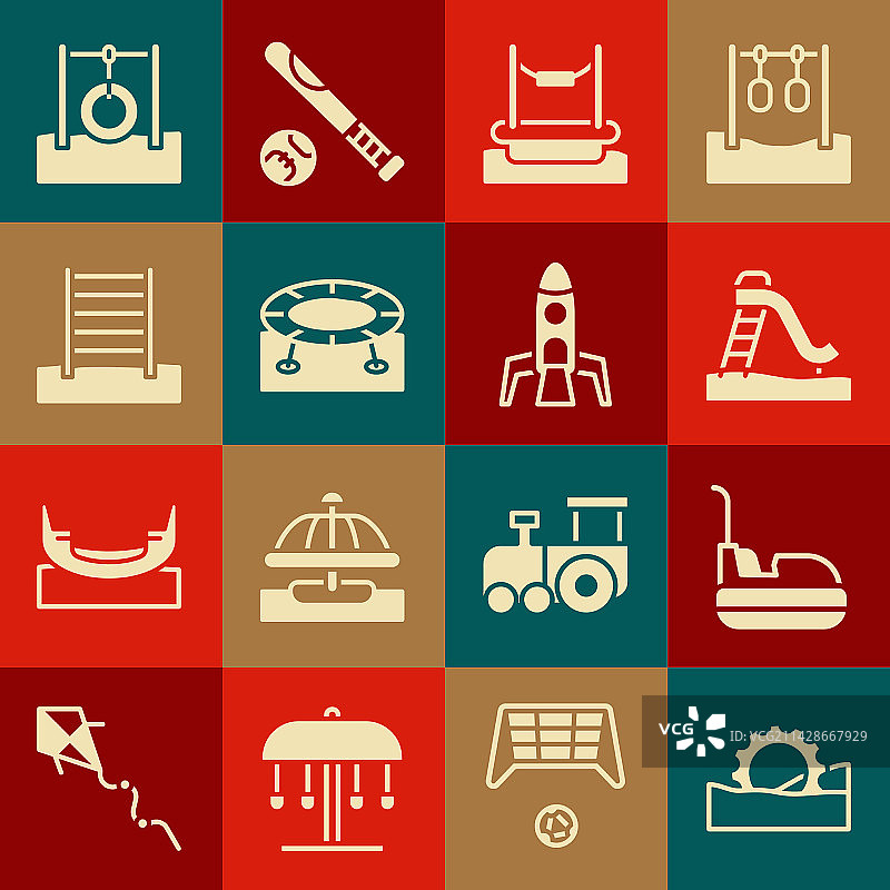 摩天轮碰碰车儿童滑梯蹦极套装图片素材