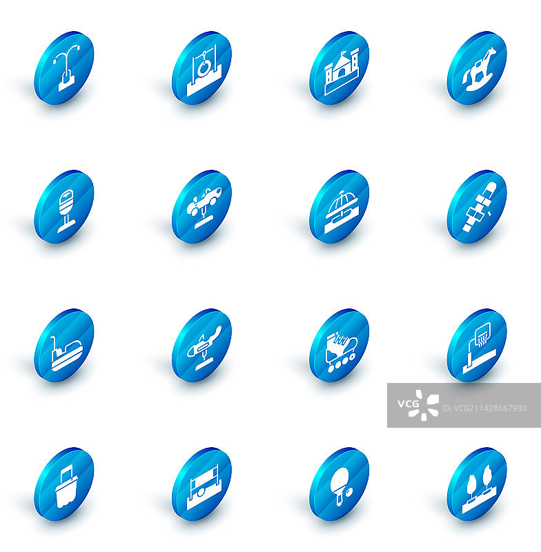 汽车设置：悬挂在绳子上的轮胎、沙堡、马图片素材