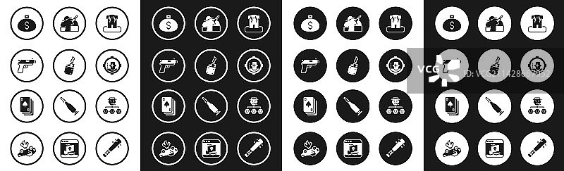 纵火房屋打火机手枪或枪支钱袋合集图片素材