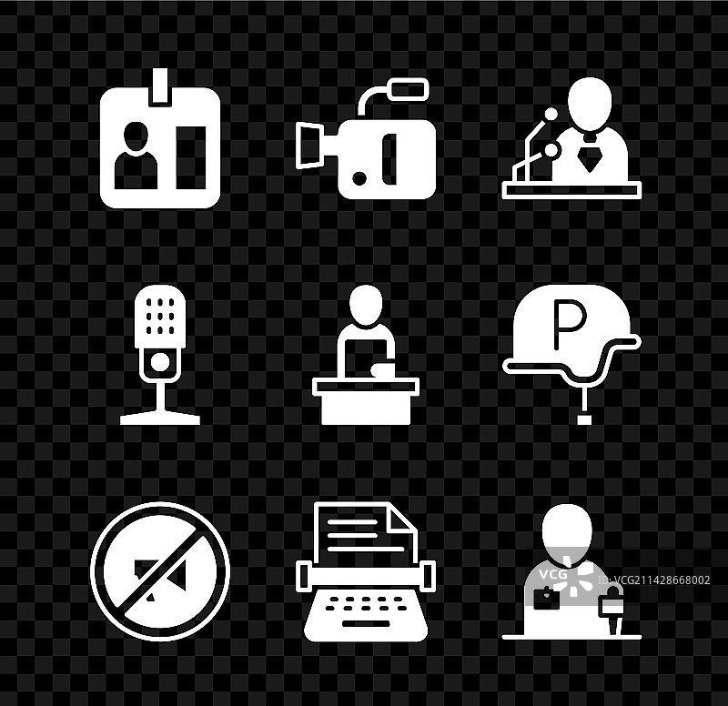 记者证件、电影摄影机和突发新闻图片素材