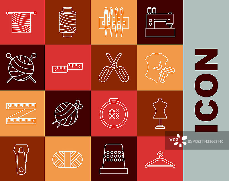 衣架、衣柜、人体模型与剪刀线条图案图片素材