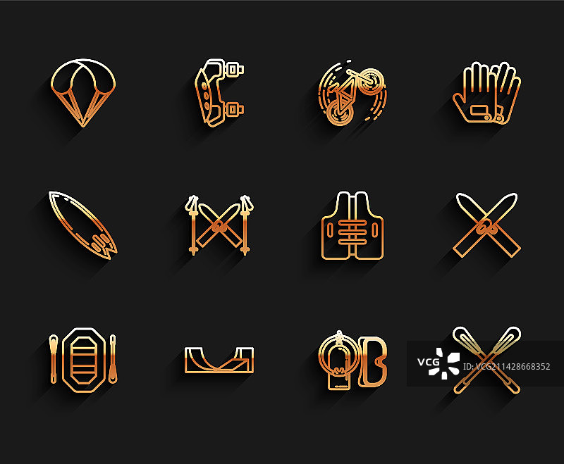 漂流船滑板公园降落伞线条组合图片素材