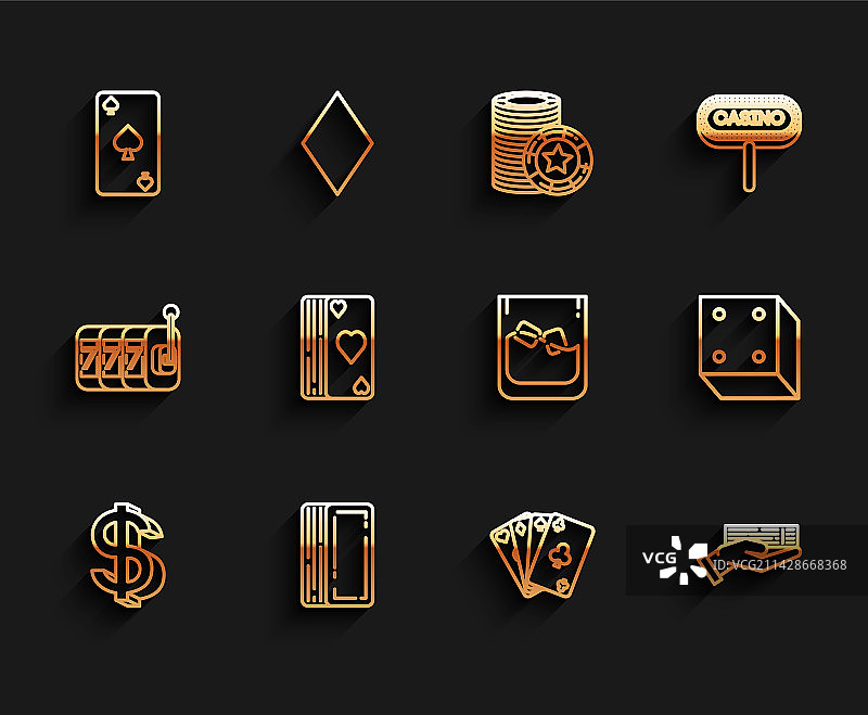 美元符号扑克牌套装图片素材
