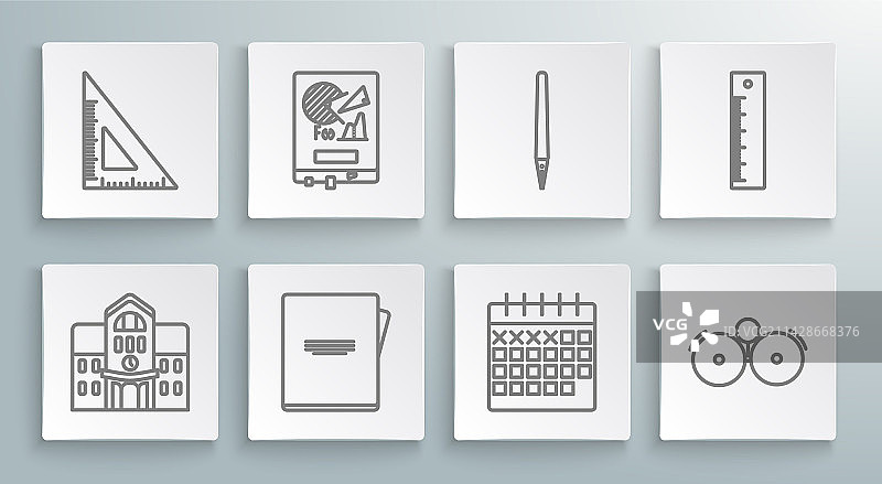 学校建筑带图表线条组合图片素材