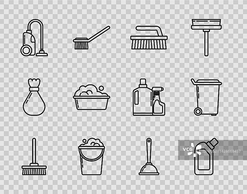 线条：拖把、塑料液体瓶图片素材