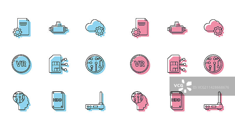 人类大脑数字电路板线条图标图片素材