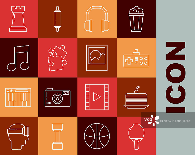 乒乓球拍和蛋糕线条设计图片素材