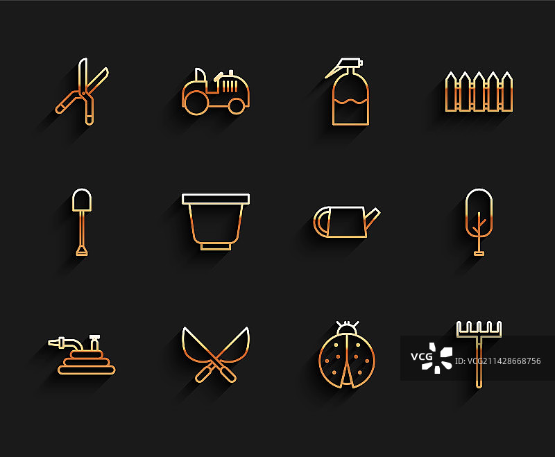 园林软管或消防水带园艺套装图片素材