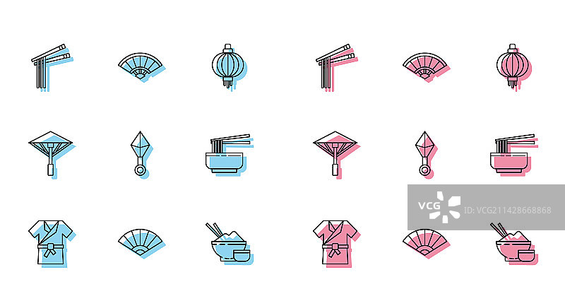 日式和服、纸和中国风元素图片素材