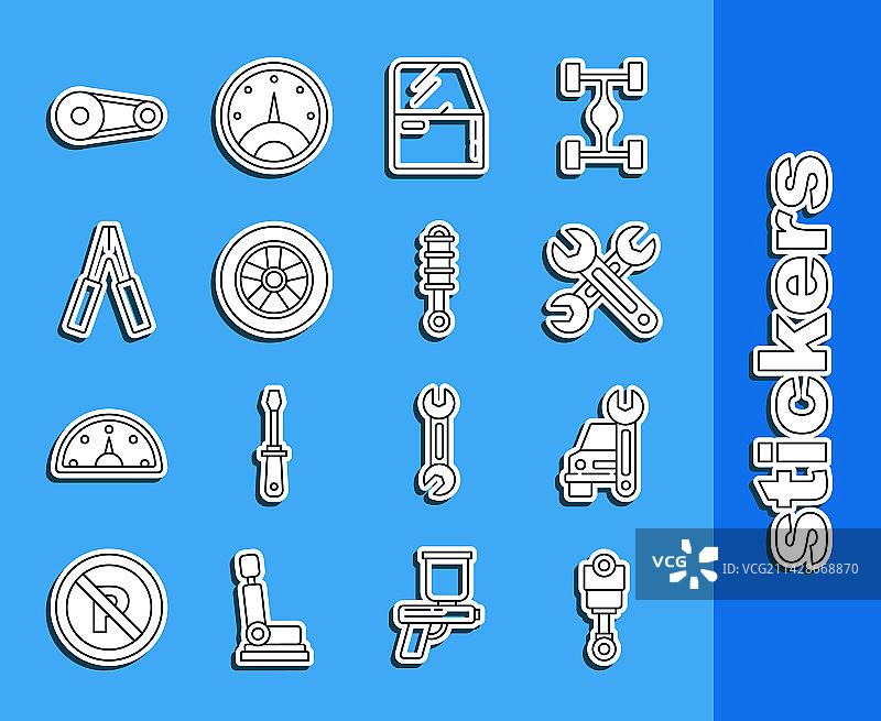 发动机活塞汽车维修扳手车门线条图标图片素材