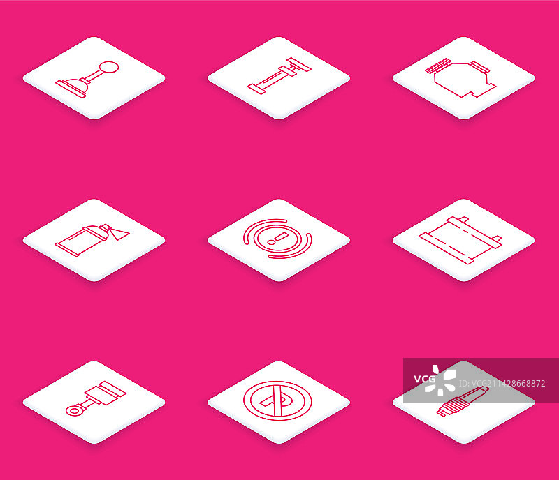 线条集合：换挡器、发动机检查、喷漆图片素材