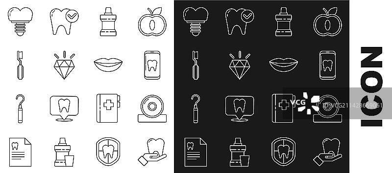 耳鼻喉科器械套装：牙齿、头镜等图片素材