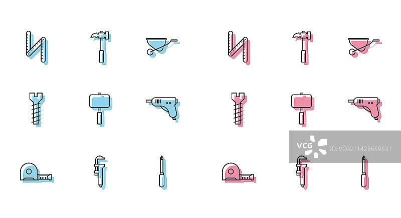 卷尺卡尺建筑施工线条合集图片素材