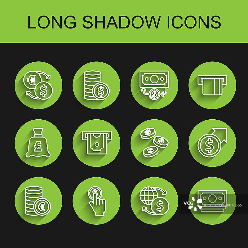 欧元硬币手持线条图标图片素材