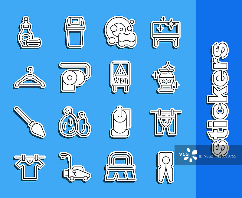 晾衣绳、衣夹和花瓶图片素材