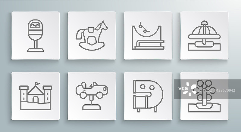 沙堡骑马秋千线条图标图片素材