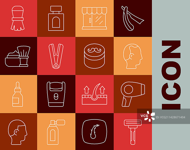 剃须刀、吹风机和脱发图片素材