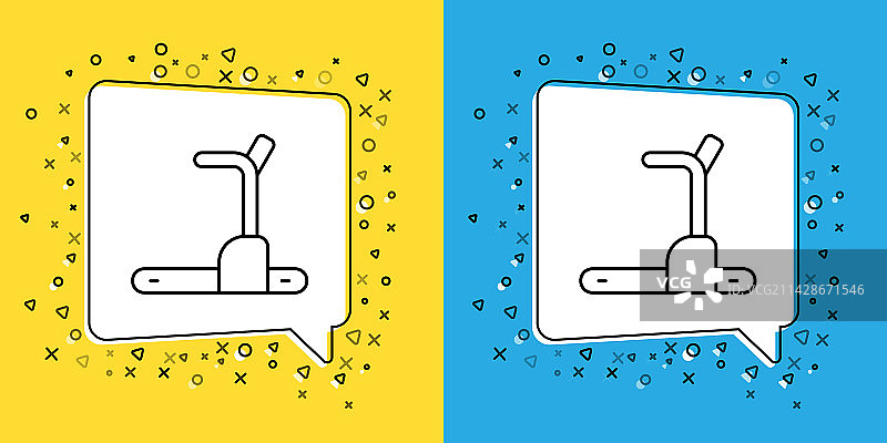 黄色背景跑步机线条图标图片素材